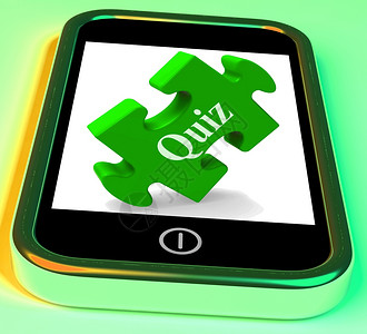 Quiz智能手机显示Exam测试或游戏背景图片