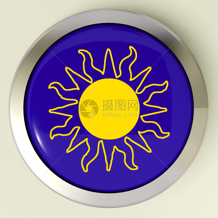 在互联网上发送信件的电子邮按钮Sunny按钮意味着热天气或阳光图片