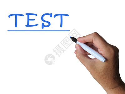 标记素材测试单词意味着评估与标记背景