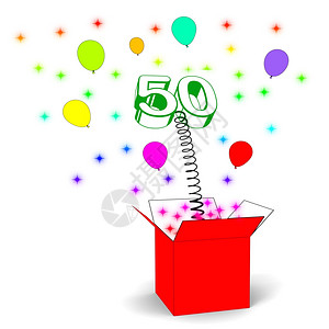 五十个惊喜盒展示50岁生日或纪念背景图片