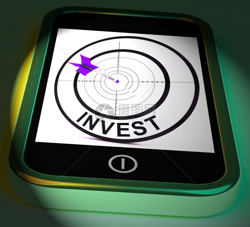 投资智能手机显示投资者和在线图片