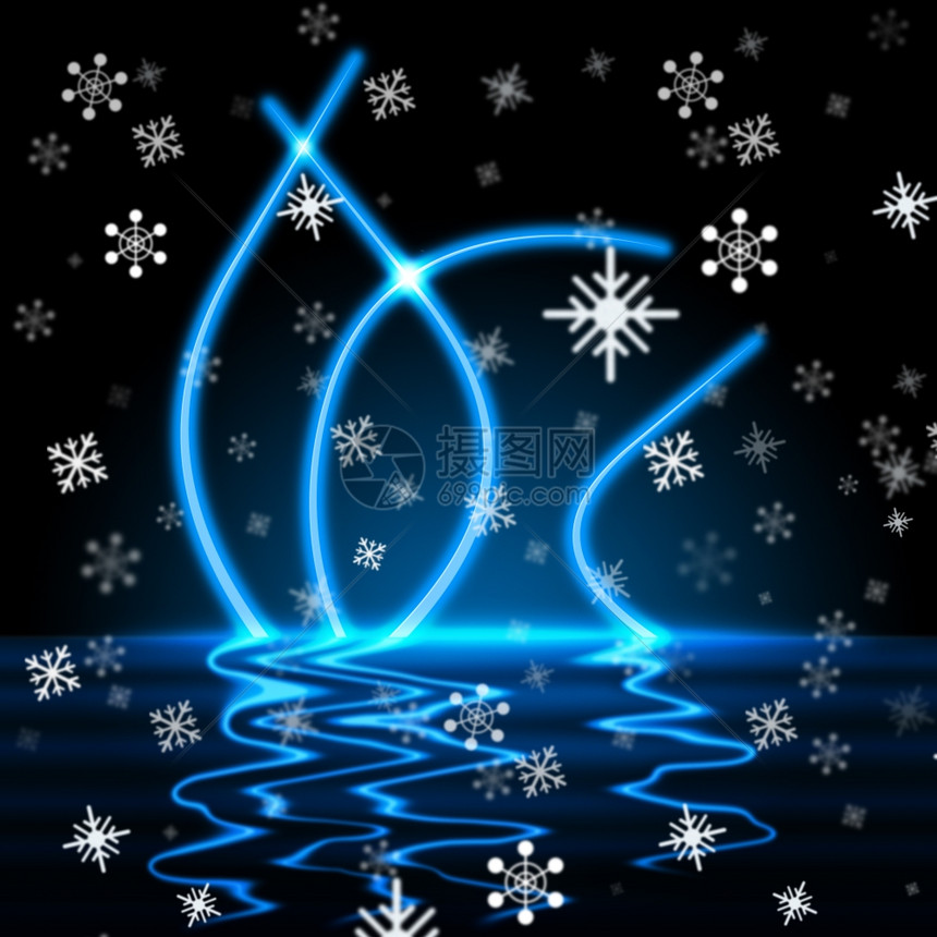 雪花湖表示新年和Xmas图片