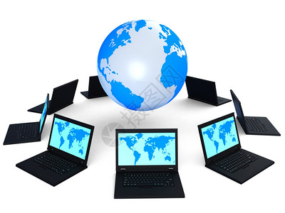 世俗全球计算机代表网络服务器和通信设计图片
