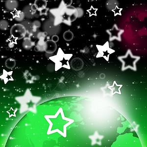 绿色地球背景显示星与天体背景图片