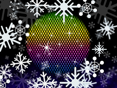 雪花球显示冬季和节日的颜色图片