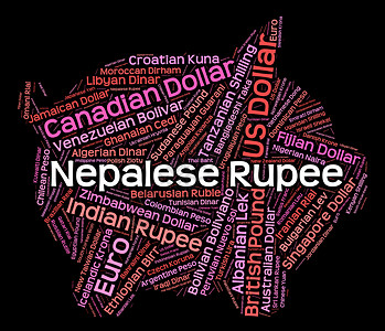 尼泊尔卢比表示Forex贸易和钞票图片