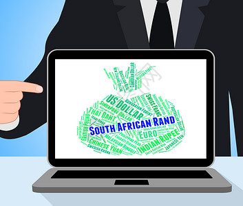 南非兰特南非Rand显示汇率和单词云背景