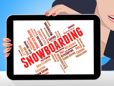 滑雪单词表示冬季运动和单词背景图片