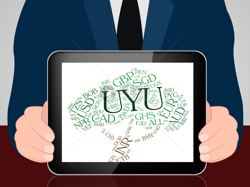 Uyu货币表示乌拉圭比索和钞票图片