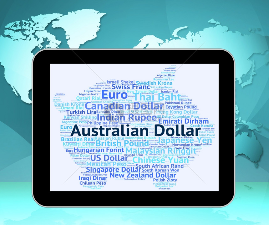 澳大利亚元表示Forex贸易和Wordcloud图片