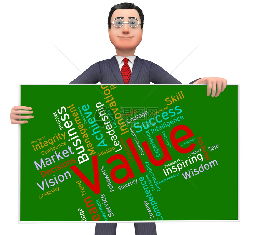 显示质量控制和价值的单词图片