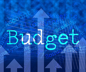 表示预算的预算词Wordcloud和Financial图片