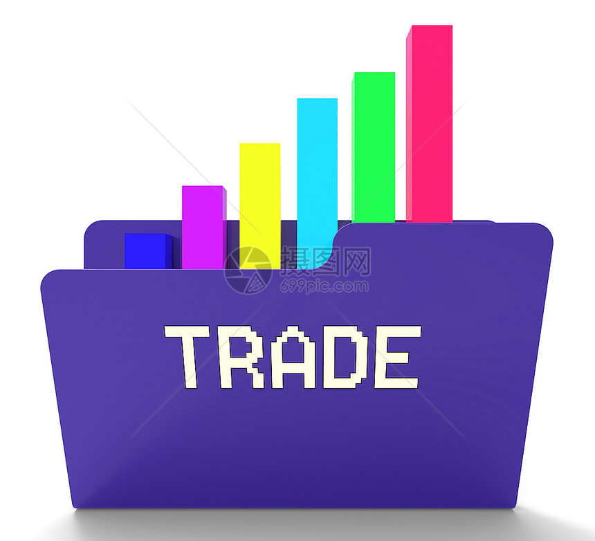 贸易文件显示商业图表和电子务3d图片