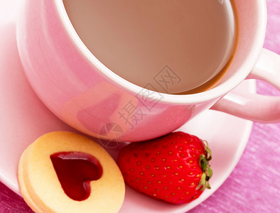 爱饼干咖啡表示美味的情人节和饼干背景图片