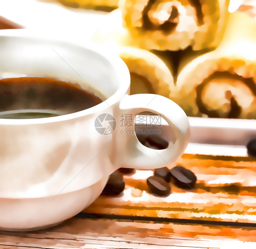 热的新鲜咖啡意味着咖啡厅和咖啡因图片