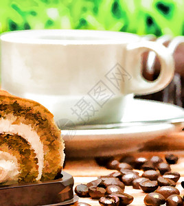 Cup新鲜咖啡代表热饮和口味图片