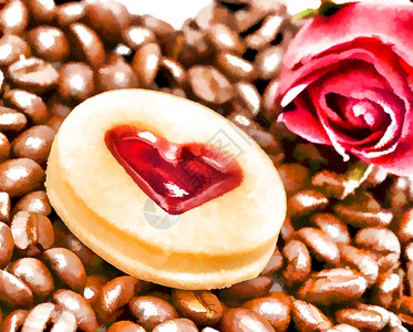 咖啡和代表种子食堂餐馆的心咖啡图片