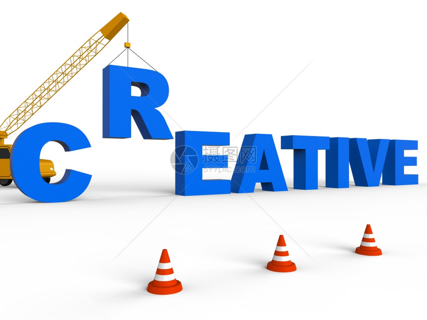 Crane制造创意单词代表新思想3d招标图片