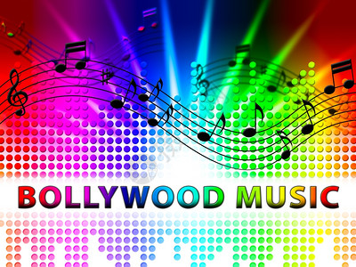 Bollywood音乐笔记设计代表电影业歌曲和音频背景图片