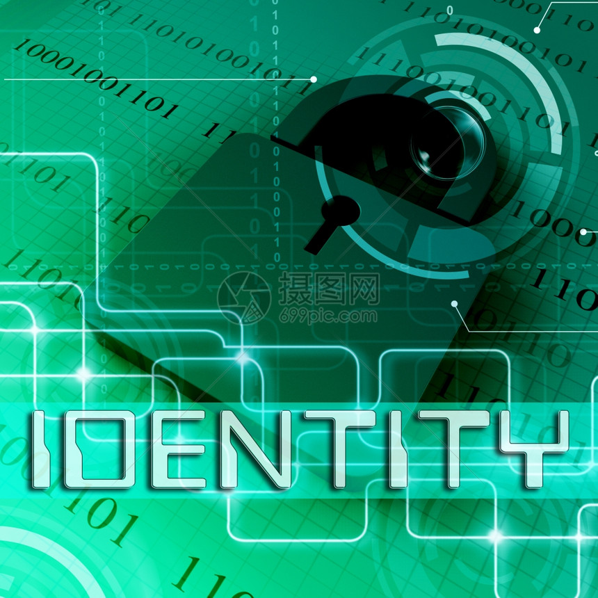 计算机身份盗窃数据挂锁指示在线犯罪三维渲染图片