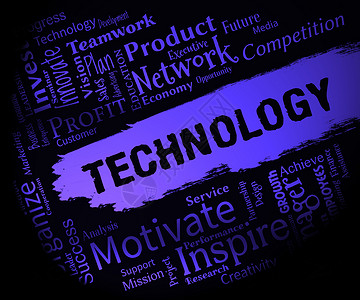 科技词代表电子数字和高科技背景图片