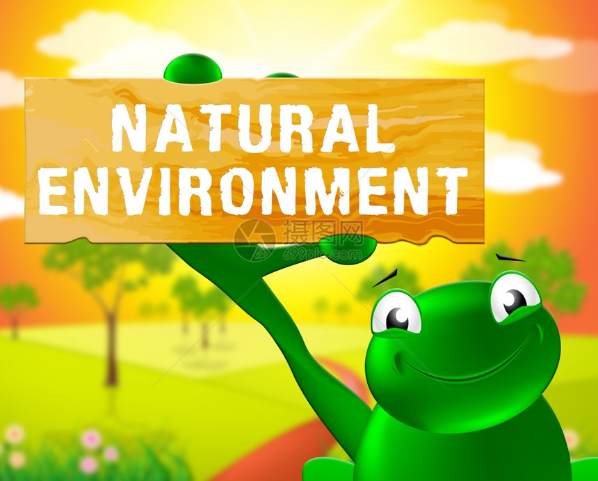 带自然环境标志的青蛙显示自然质3d说明图片