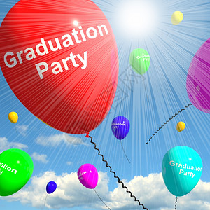毕业气球显示学校院或大毕业气球显示学校院或3D毕业图片