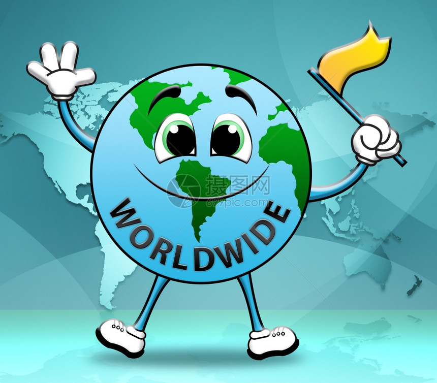环球展示世界全球化3d插图图片
