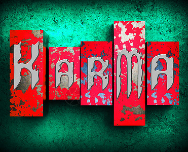 Karma字词显示信仰和运气3d插图图片