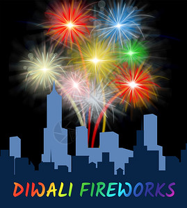 Diwali烟花展示城市节日烟火技术庆祝活动背景图片