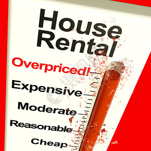 房屋租赁价格过高的显示器显示昂贵的住房成本房屋租赁价格过高的温度计显示器显示昂贵的住房三维插图图片