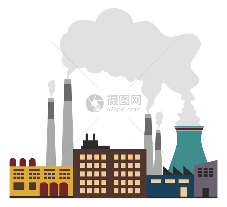 污染工厂环境显示精炼烟雾3d图片