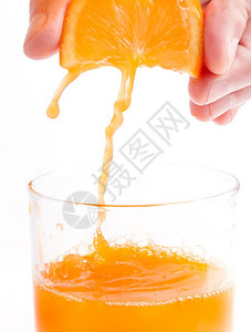 橙汁玻璃显示健康饮食和水果图片