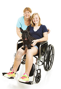 残疾少女坐在轮椅上冒充着母亲和狗全身被隔离图片
