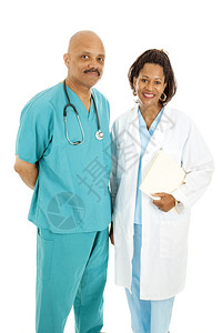友善有吸引力的非裔美国医生孤立的白人医生图片