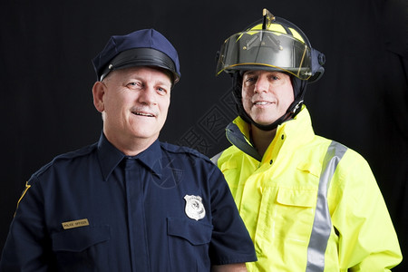 公务员消防警官微笑快乐黑人背景图片