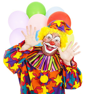 有趣的生日小丑白色背景的气球图片