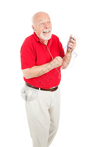 老人喜欢听MP3播放器的音乐孤立白人音乐图片