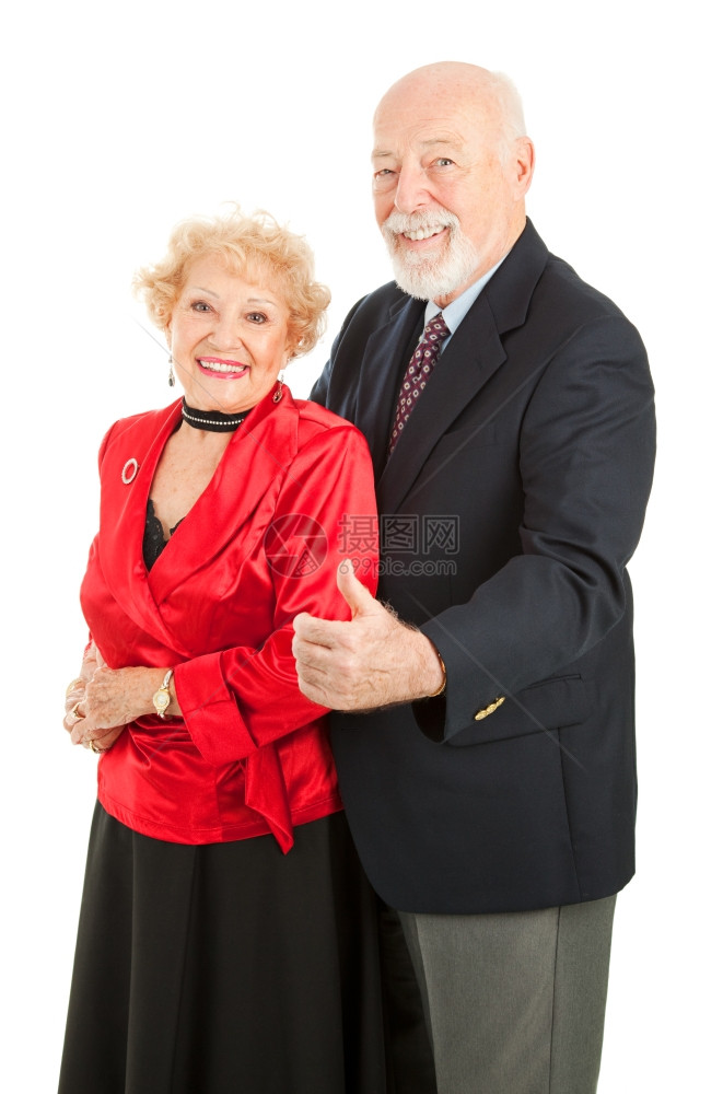 年长男子用拇指向一个美丽的年长女子跳舞请注意评论者经刷的衬衫丝质可能与艺术品相似但并非图片