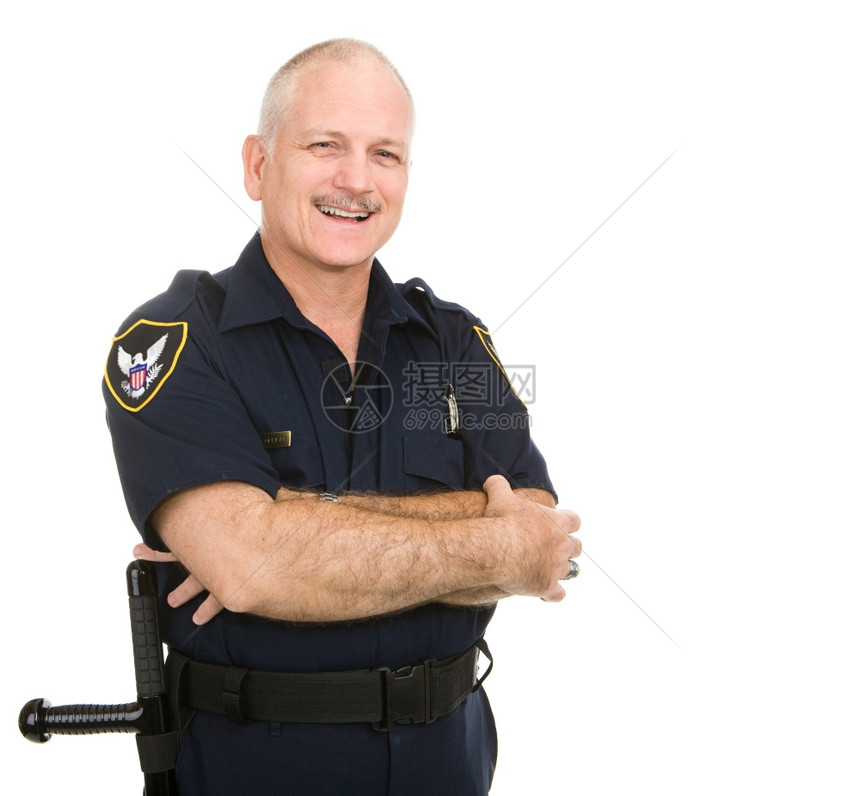 友善的微笑着警官将白色视线隔开图片