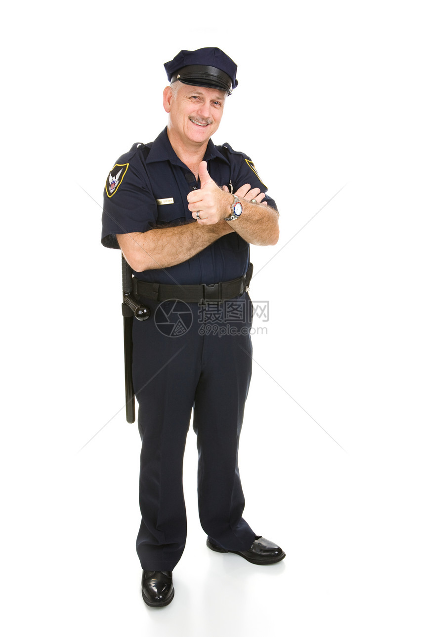 警察给大拇指打标牌全身都是白的图片