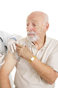 老年男子有机会中可能是药物或疫苗白种背景图片
