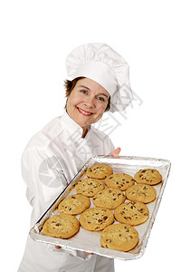 厨师提供热新鲜巧克力曲奇饼干图片