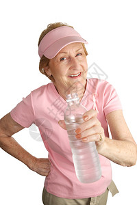 身穿乳癌意识衣着的女人拿一瓶冰水给你喝白的孤立无援图片