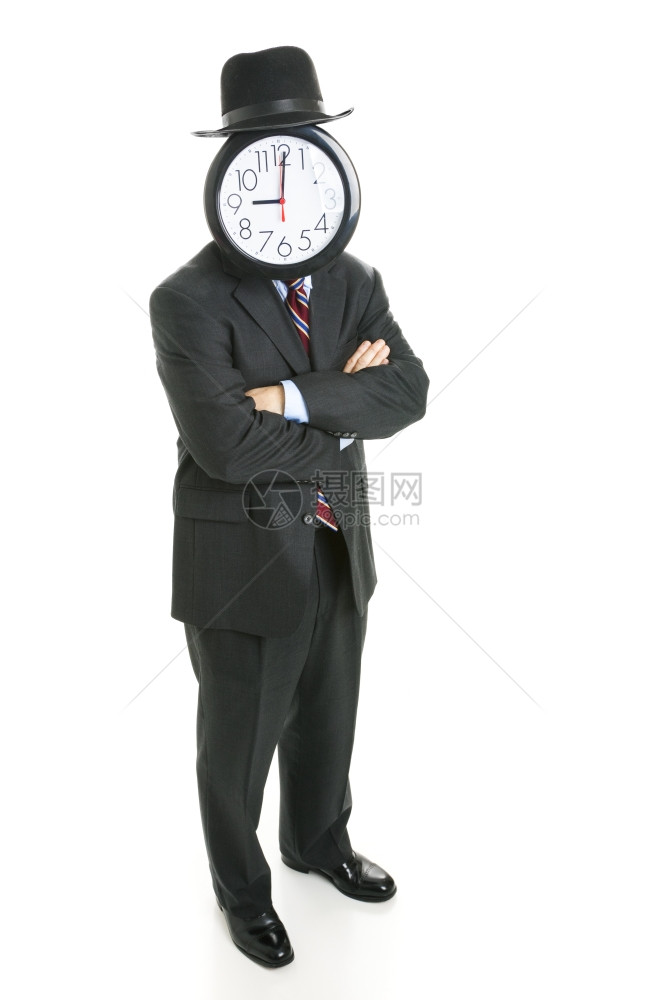 一个匿名商人的全体孤立视线脸上有钟表图片