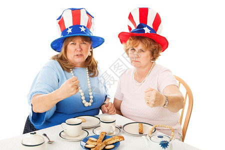 美国保守的茶党选民疯狂战斗孤立的白人图片