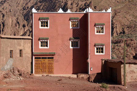 摩洛哥小村粉红屋图片