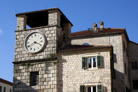 黑山科托尔的时钟塔高清图片