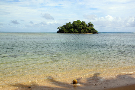 萨摩亚乌波卢的椰子海滩和泥沙岛图片
