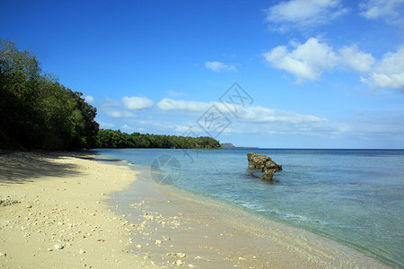 瓦努阿图热带岛屿埃法特水中的岩石高清图片